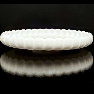 12 1/2" Fenton Thumbprint Milk Glass Plate / Tray MCM 1955 - 1962